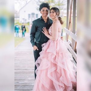 beautiful pink prom dress, worn once. almost perfect condition.